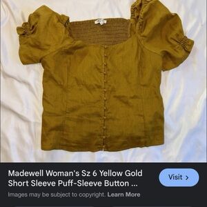 Madewell womans Mustard Button-Up Shirt size 2